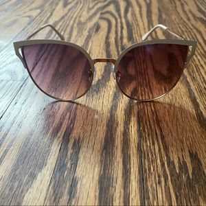 Wing Fashion Beige Gold Sunglasses